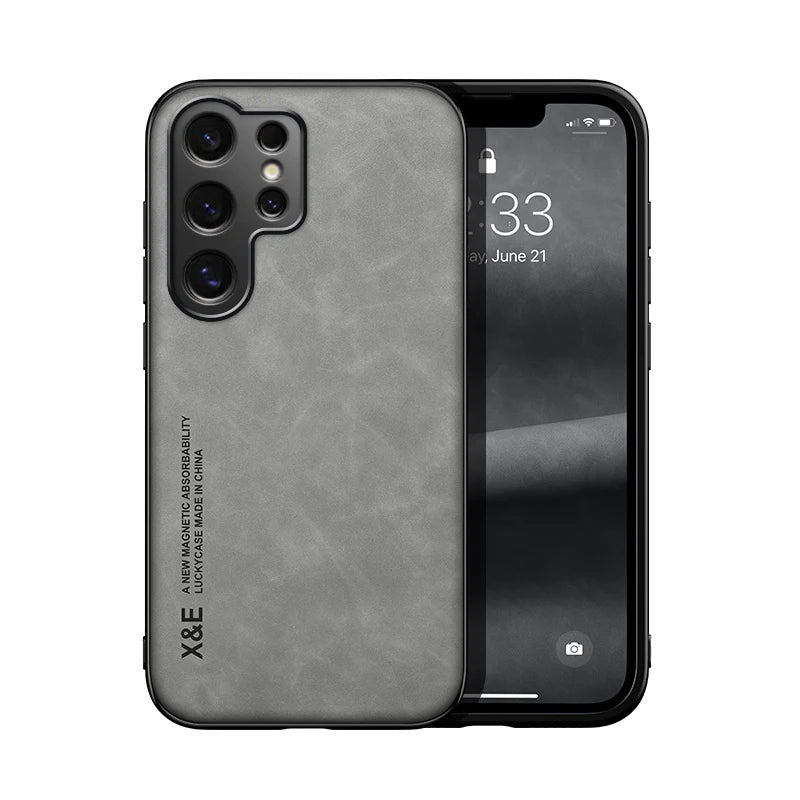 Capa de telefone ultrafina de couro de luxo para samsung galaxy s26 s25 s24 s23 s22 s21 ultra plus sensação de seda capa macia para suporte de carro