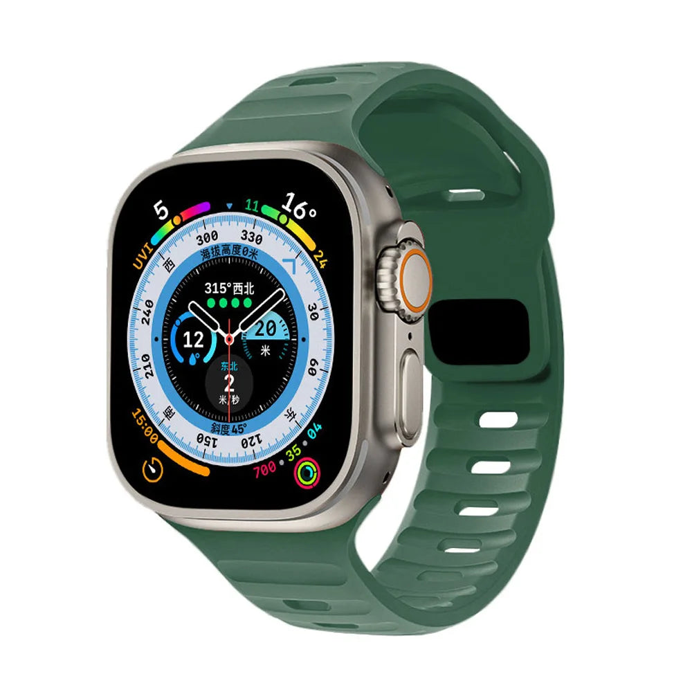 Pulseira de Silicone Sport para Apple Watch, Banda, 49mm, 45mm, 44mm, 42mm, 40mm, 41mm, 38, Pulseira Correa, iWatch Series 9, 8, 7, 6, 5, 4, 3, SE, ultra