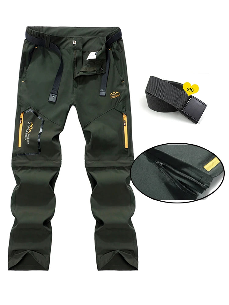 Calças conversíveis para caminhada dos homens, acampamento, repelente de água, leve, secagem rápida, zíper, pesca, carga ao ar livre, trabalho, trekking