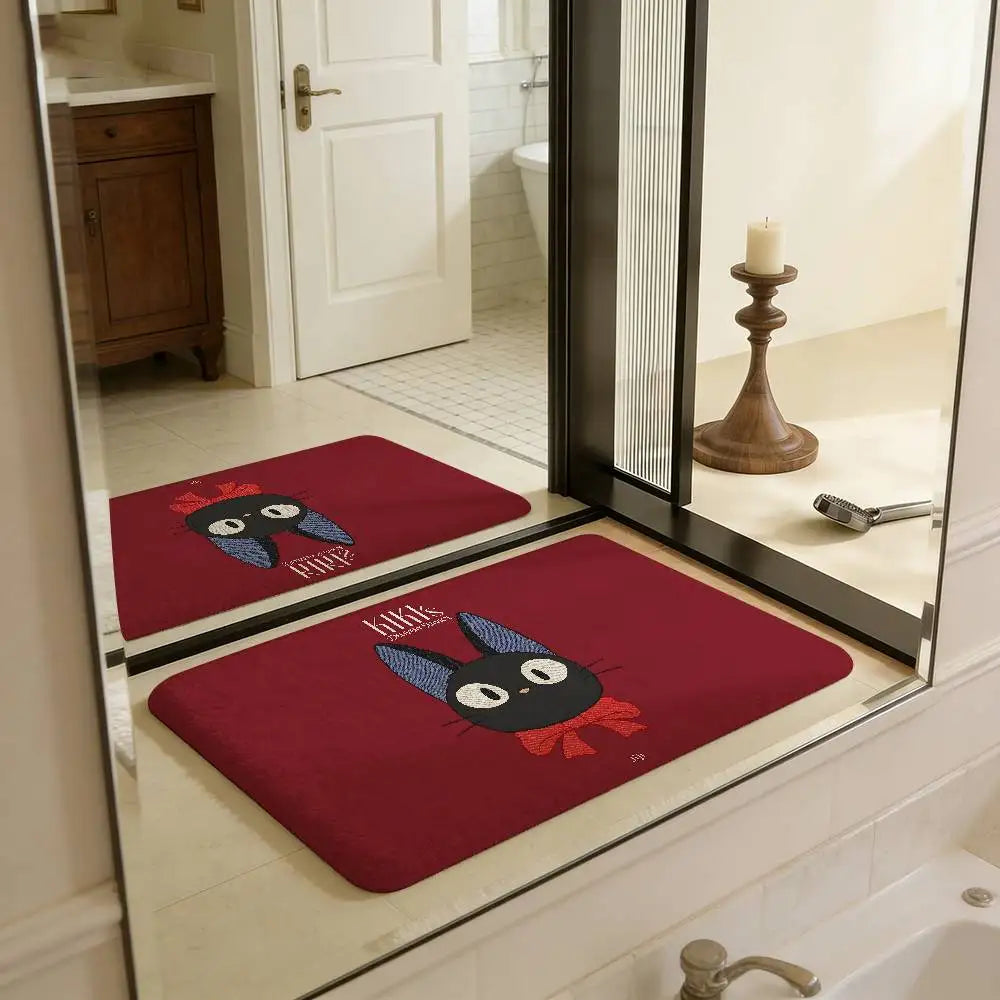 Tapetes de Quarto KiKi Jiji Retro com Múltiplas Opções para Sala de Estar e Cozinha, Tapete Antiderrapante de Boas-Vindas