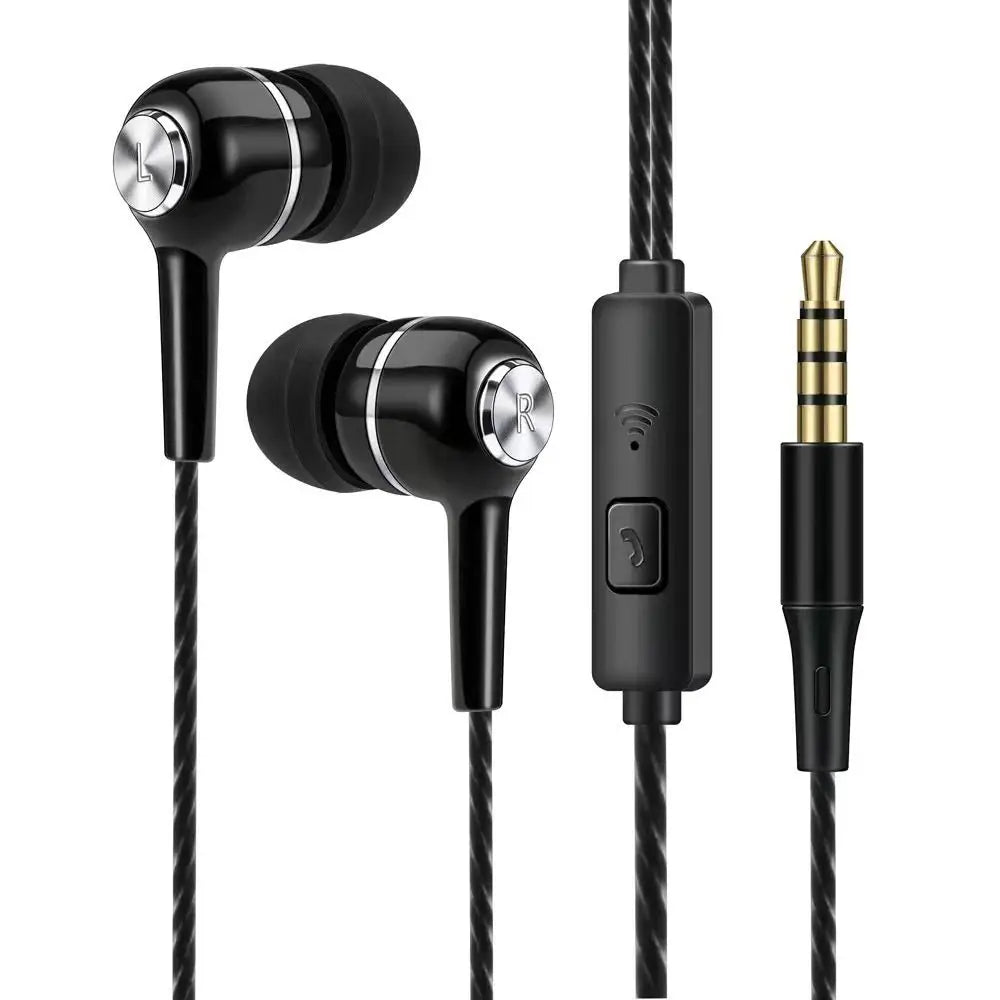 Fone de ouvido intra-auricular estéreo com microfone, fone de ouvido hifi portátil com fio para apple/android/huawei