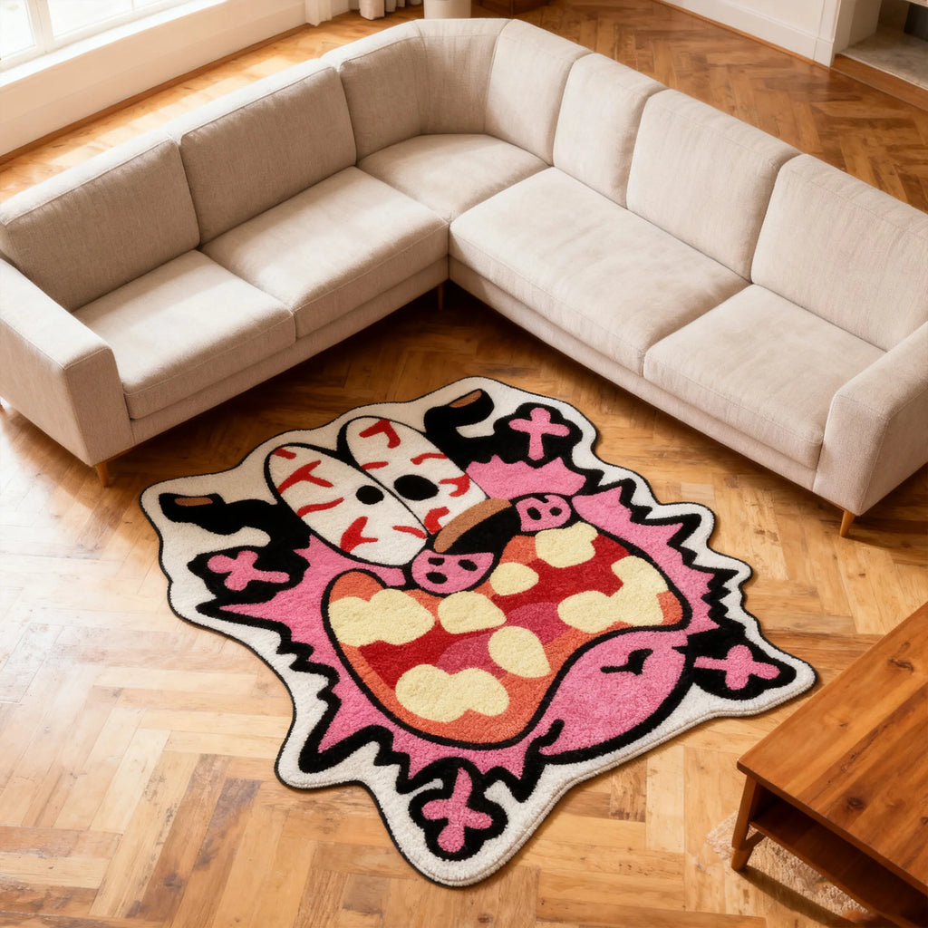 Tapete Decorativo Divertido em Forma de Cartoon VIKAMA, Tapete Plush Único para Quarto e Sala de Estar, Decoração para Casa