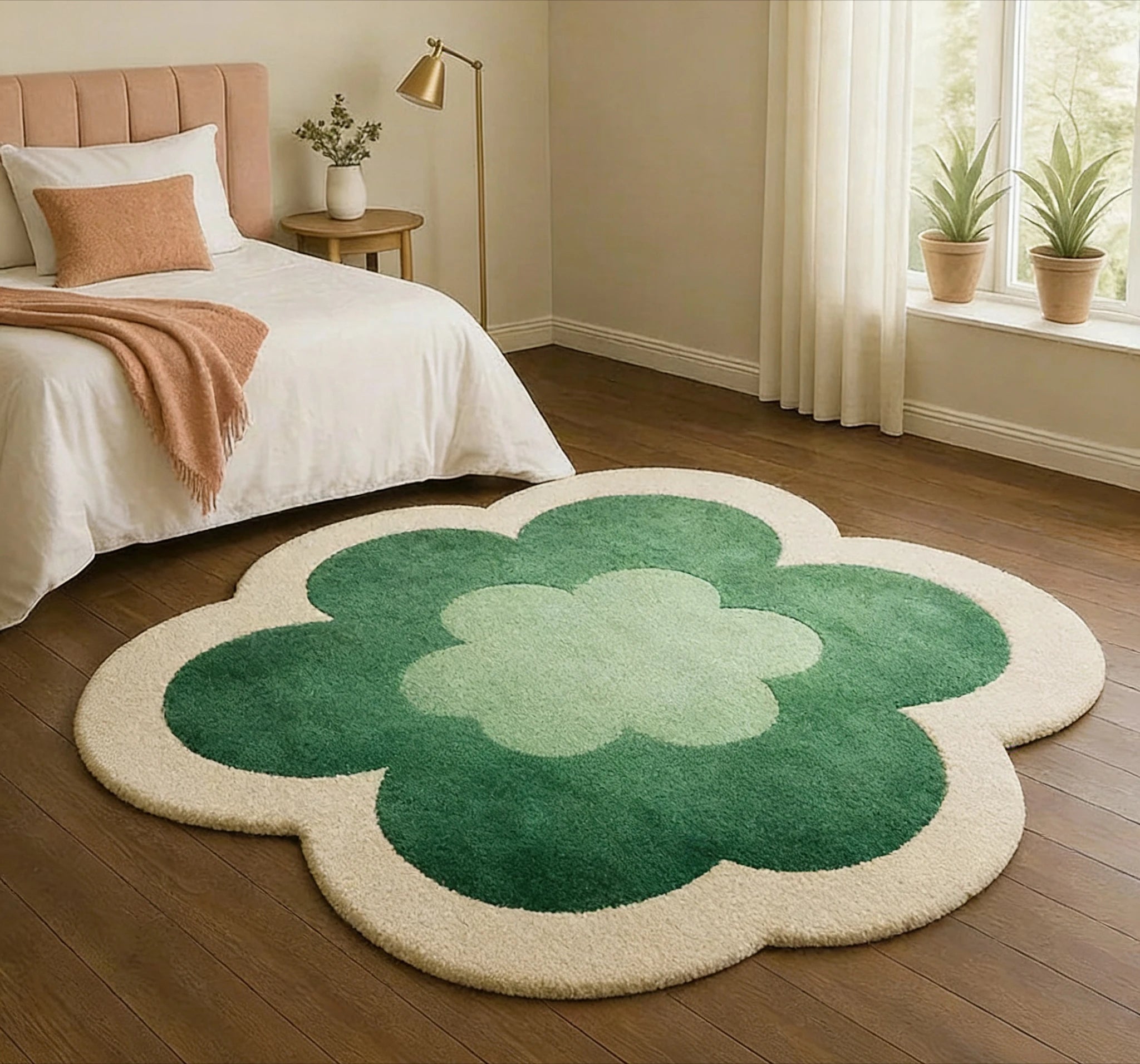 Forma de flor tapetes para sala estar forma irregular decoração do quarto menina tapete engrossado pelúcia cabeceira tapete macio