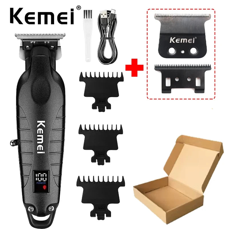 Máquina de Corte Profissional Kemei KM-1995 KM-2293 KM-T95, Aparador de Cabelo Elétrico com Display LCD
