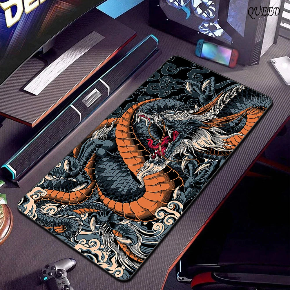 Preto e branco dragão grande mouse tapete de jogos mousepad grande base de borracha mouse pad roxo deskpad eyboard tapetes mousepads 400x900