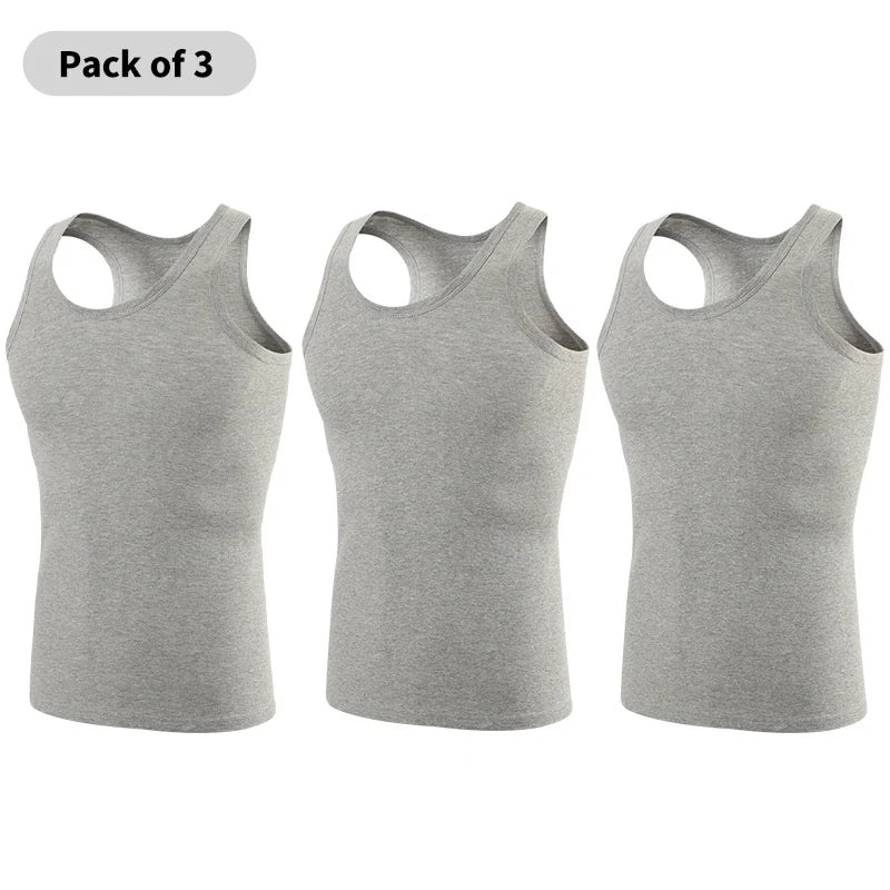 1/3 peça masculina quatro temporada cor sólida plus size colete confortável puro algodão juventude esportes e fitness topo base de meia-idade t