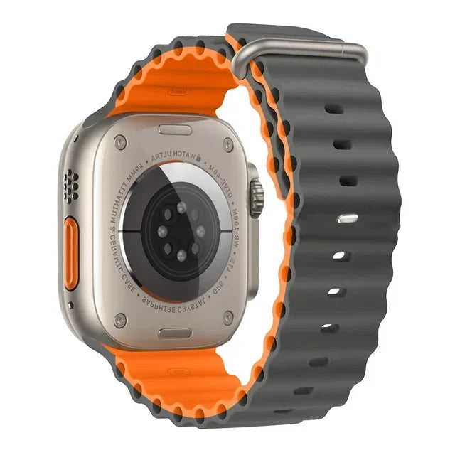 Pulseira oceano para apple watch ultra 2 band 49mm 10 9 8 7 45mm 41mm pulseira de silicone iwatch 6 5 4 3 se 44mm 40 42mm banda
