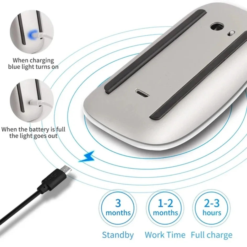NOVO MOUSE Bluetooth Sem Fio Ultrafino Recarregável Silencioso Multi Arc Touch Magic Mouse Para Laptop iPad Mac PC Macbook
