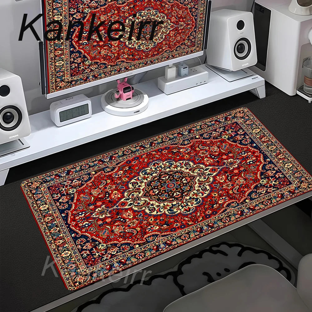 Tapete de Mesa Grande com Estampa Persa, Antiderrapante, para Escritório, Gamer, Acessório de Computador, Tapete de Velocidade para Mesa
