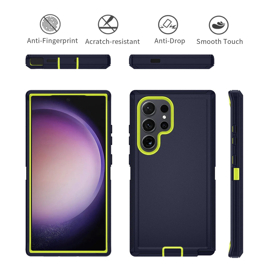 Para samsung galaxy s25 s24 s23 s22 s21 s20 fe plus ultra nota 20 armadura à prova de choque defender caso telefone duro pc + tpu capa traseira