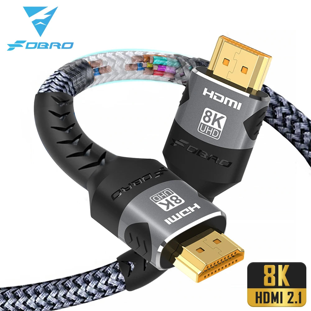 FDBRO Cabo compatível com HDMI para RTX 3080, vídeo eARC HDR, PC Laptop TV Box e PS5, 4K @ 120Hz, 8K @ 60Hz, 2.1 cabo, adaptador de 48Gbps