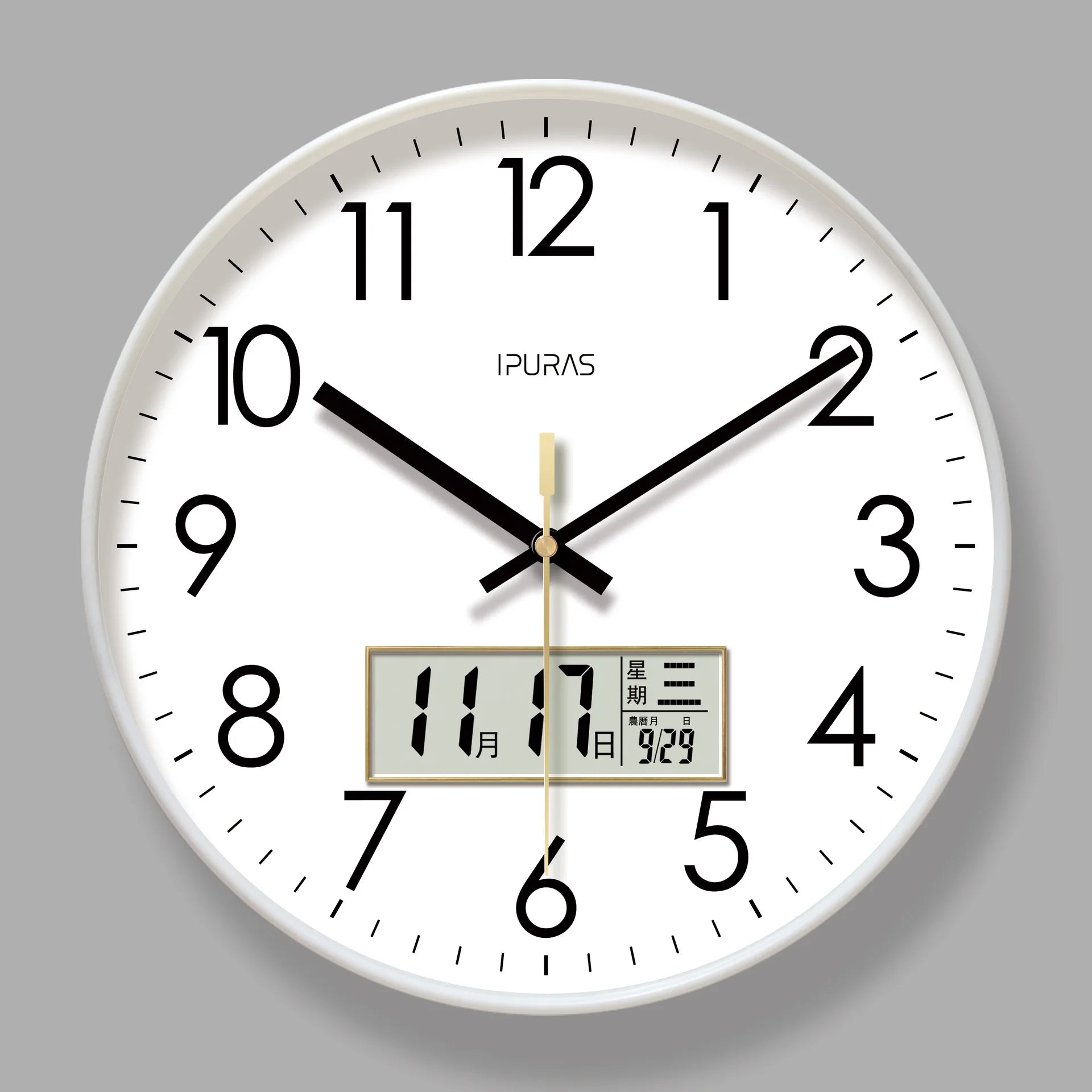 2025 novo calendário eletrônico de temperatura e umidade de 10/12/14 polegadas relógio de parede multifuncional display duplo mudo relógios de quartzo