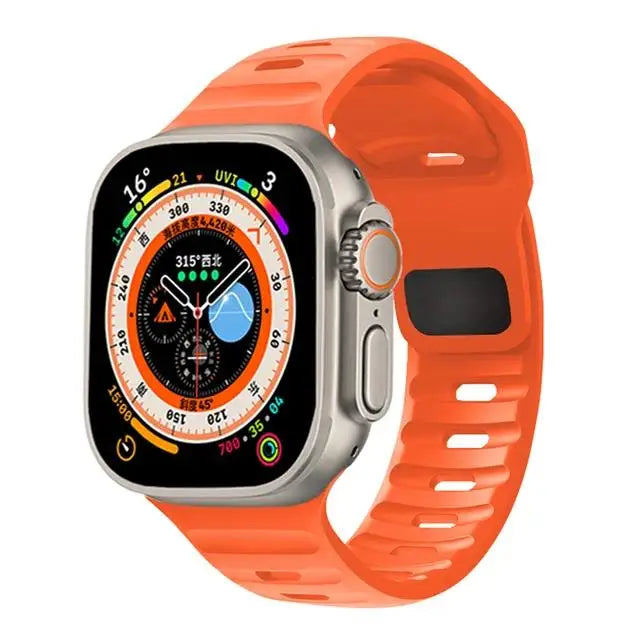 Pulseira de Silicone Sport para Apple Watch, Banda, 49mm, 45mm, 44mm, 42mm, 40mm, 41mm, 38, Pulseira Correa, iWatch Series 9, 8, 7, 6, 5, 4, 3, SE, ultra