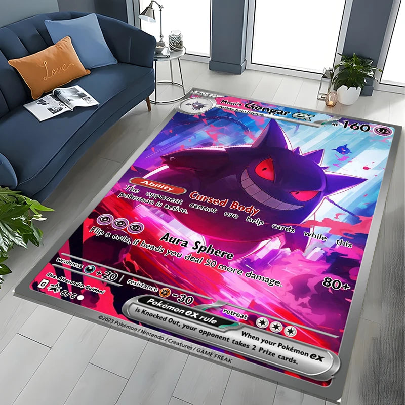 Tapete de Área Potdemiel Pokémon Gengar para Sala de Estar, Decoração de Casa, Tapete de Chão para Engatinhar Infantil e Tapete de Jogo para Sala de Estar