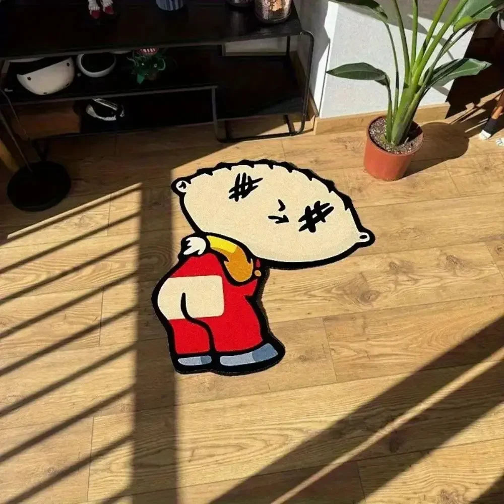 VIKAMA Tapete de quarto com desenho de piada engraçada, macio e antiderrapante, tapete infantil para cabeceira, almofada para sofá, decoração para casa