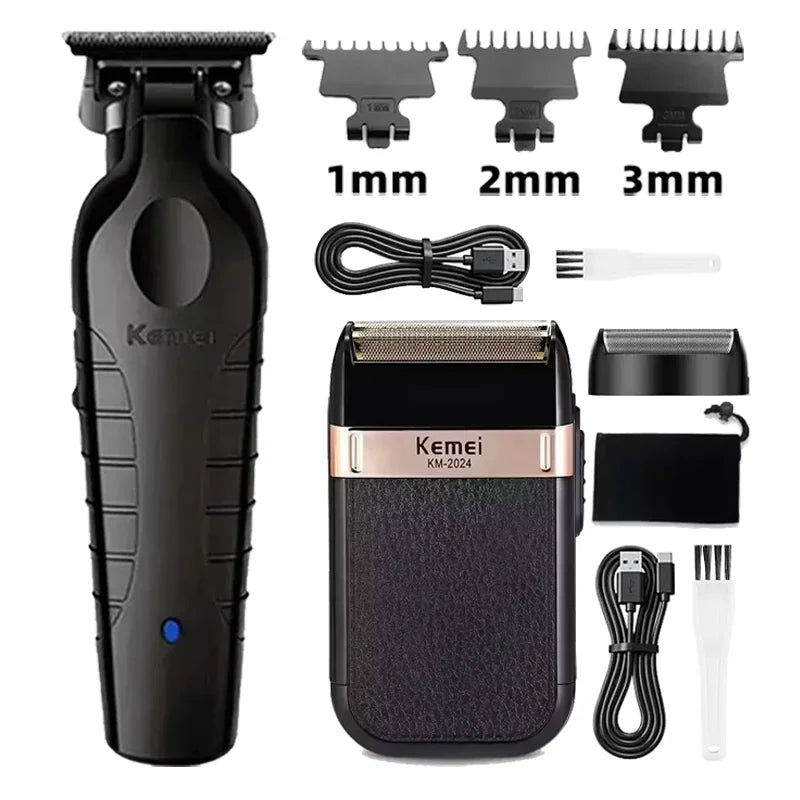 Kemei máquina de cortar cabelo Km-1071 Km-2299 Km-2024 ubs recarregável sem fio aparador de barba poderosa máquina de cortar cabelo elétrica para homem