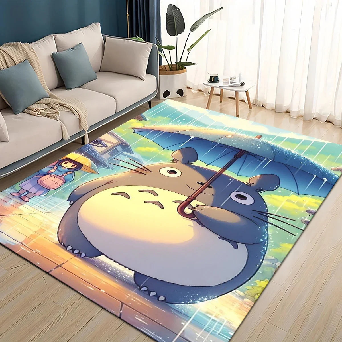 Tapete 3D T-Totoros para Sala de Estar, Quarto Infantil, Sofá, Decoração, Tapete Antiderrapante para Brincadeiras das Crianças
