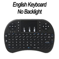 Mini teclado sem fio 2.4ghz, retroiluminação, inglês, russo, espanhol, mouse remoto, touchpad para android, caixa de tv, computador digital i8