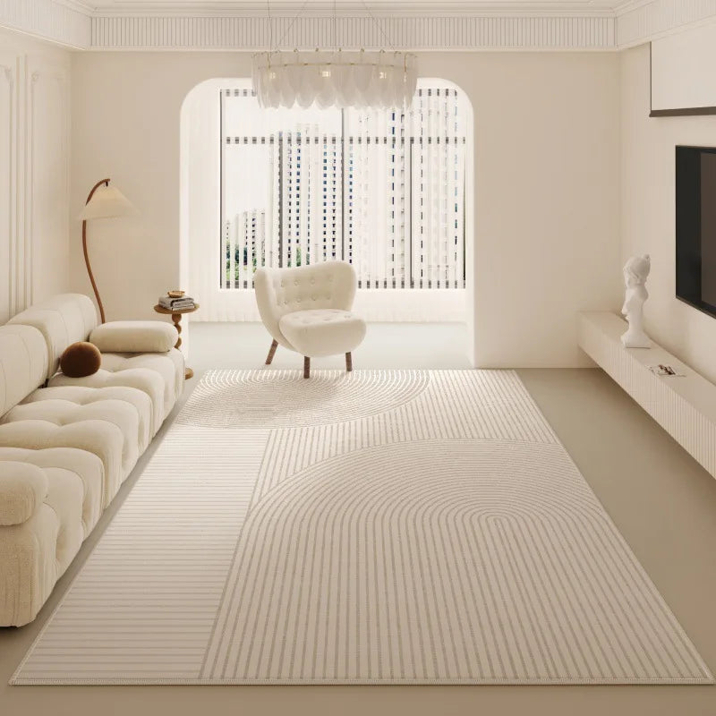 Luxo minimalista sala de estar tapete cor creme grande área para sofá quarto decoração casa
