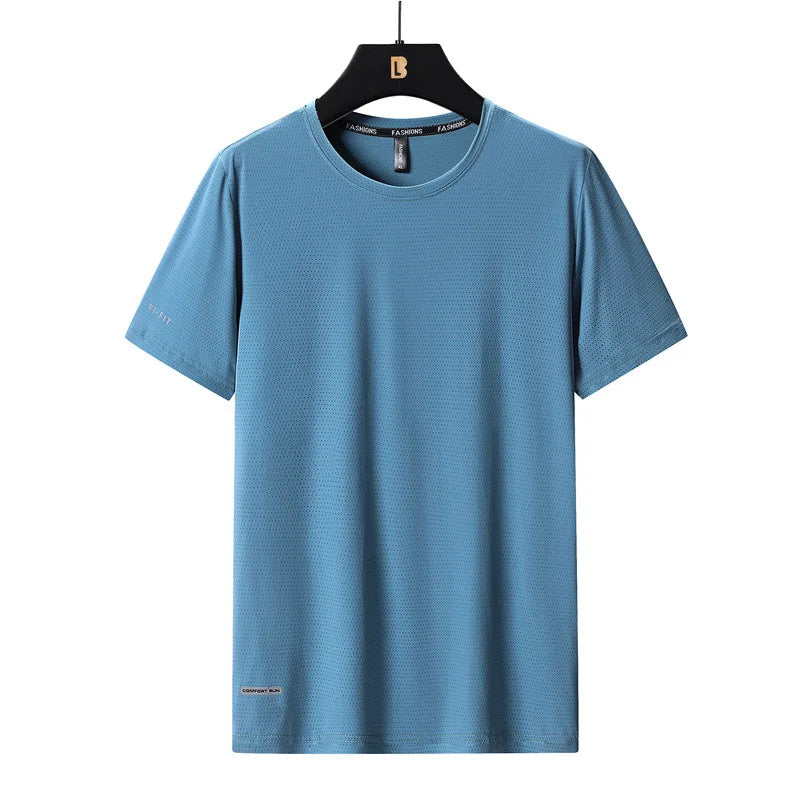 Camisetas masculinas de seda gelo de alta qualidade plus size 8xl camiseta masculina gorda camiseta respirável vestindo camisetas correndo transporte rápido