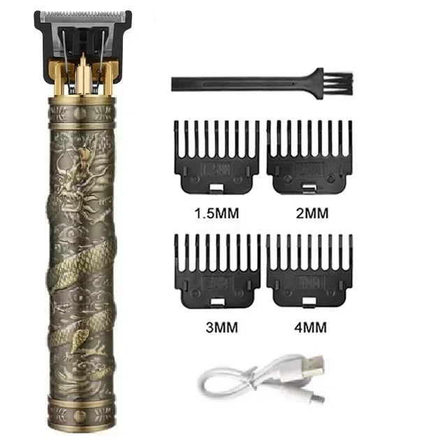 Máquina de Cortar Cabelo Vintage com Carregamento USB, Aparador Elétrico Portátil, Barbeador Profissional, Presente para Namorado