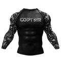 Cody Lundin Tattoo Camiseta de compressão de ginástica masculina sublimação manga longa Rashguard BJJ jiu jitsu camisa de boxe personalizada