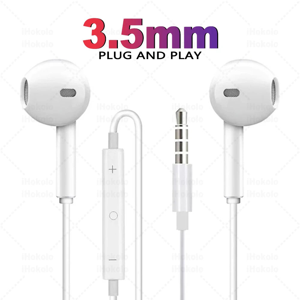 Fones de Ouvido com Fio Tipo C Originais, Fones de Ouvido de 3.5mm, Acessórios para Earbuds