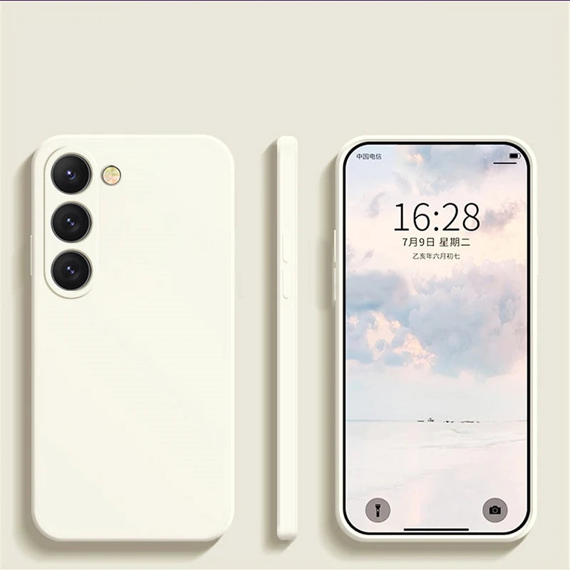 Capa de Silicone Líquido Quadrada para Samsung Galaxy S26 S25 S24 S23 S22 Ultra Plus S26Ultra - capinha Protetora Macia