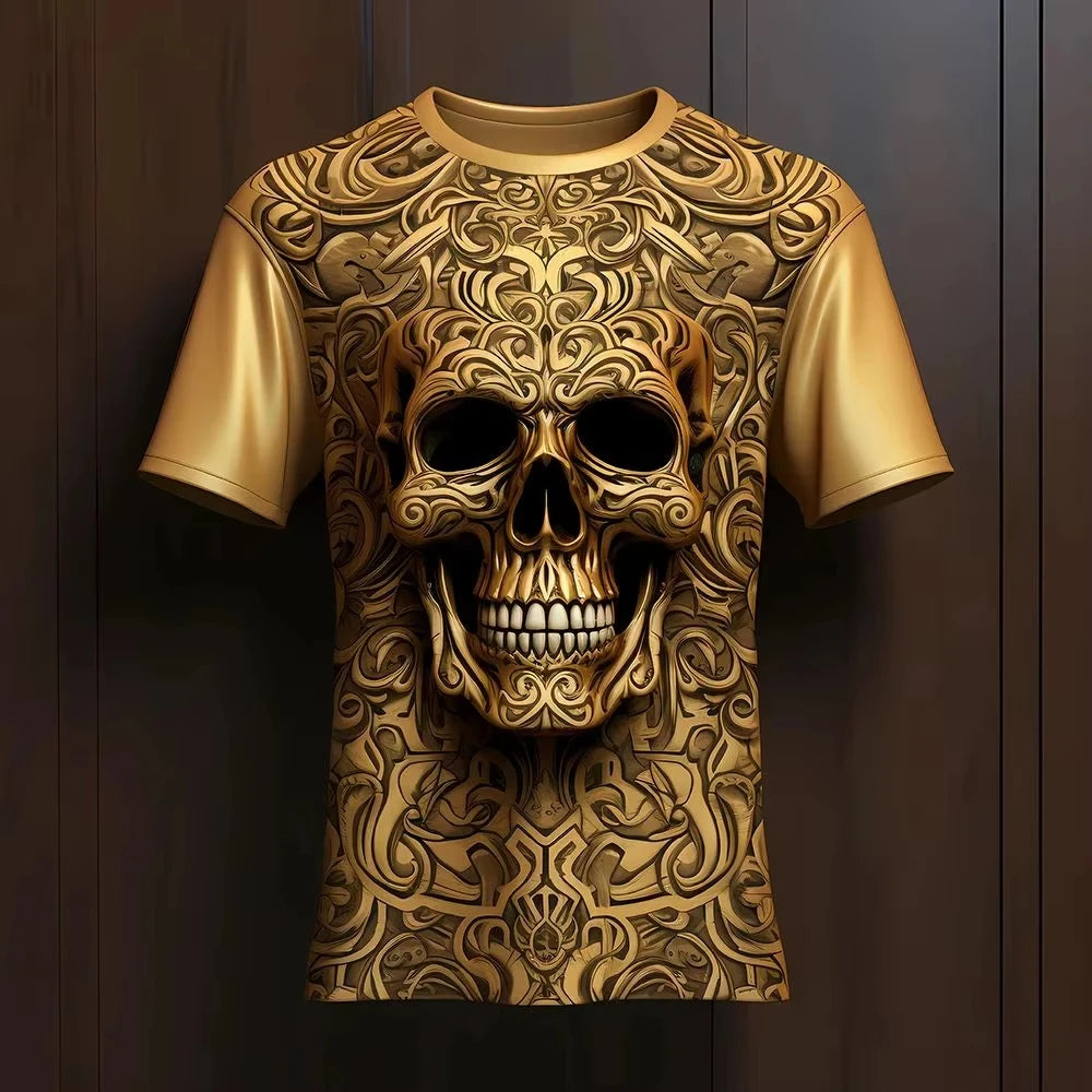2024 verão nova camiseta masculina harajuku aranha crânio 3d impresso camiseta roupas masculinas moda punk t casual street wear camiseta