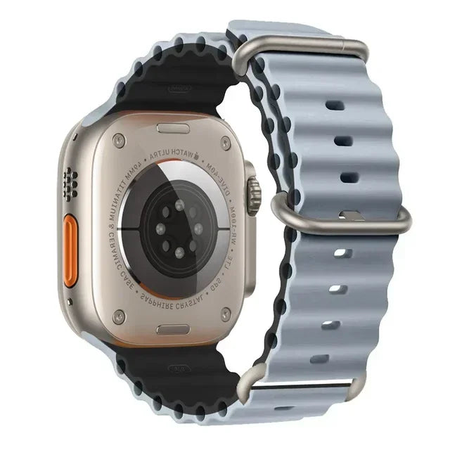 Pulseira oceano para apple watch ultra 2 band 49mm 10 9 8 7 45mm 41mm pulseira de silicone iwatch 6 5 4 3 se 44mm 40 42mm banda