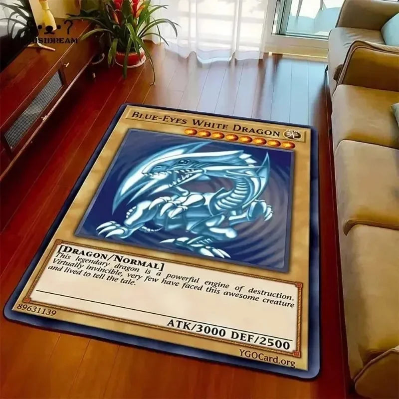 Yu-gi-oh olhos azuis dragão branco anime antiderrapante tapete dos desenhos animados para sala de estar quarto área decorativa presente perfeito