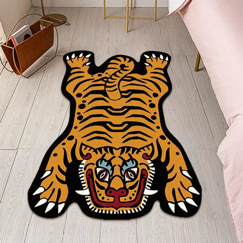 Vikama cartoon tigre tapete-durável e fácil de limpar decoração de casa sala de estar sofá mesa de café tapete de cabeceira para o quarto