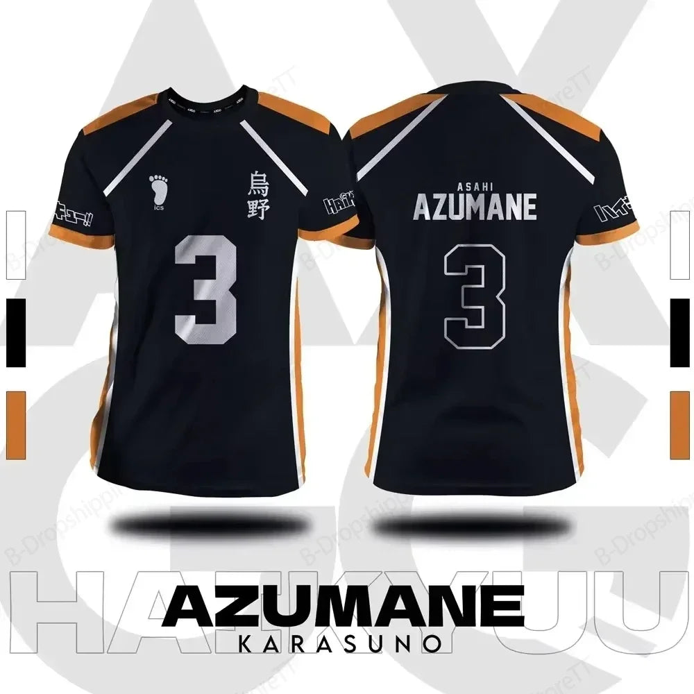 Camisa xadrez japonesa Haikyuu Fox Valley, anime impresso em 3D para homens e mulheres, camiseta esportiva de manga curta da moda de tamanho grande
