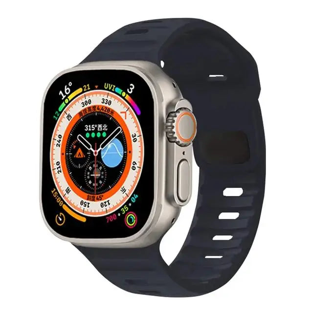 Pulseira de Silicone Sport para Apple Watch, Banda, 49mm, 45mm, 44mm, 42mm, 40mm, 41mm, 38, Pulseira Correa, iWatch Series 9, 8, 7, 6, 5, 4, 3, SE, ultra