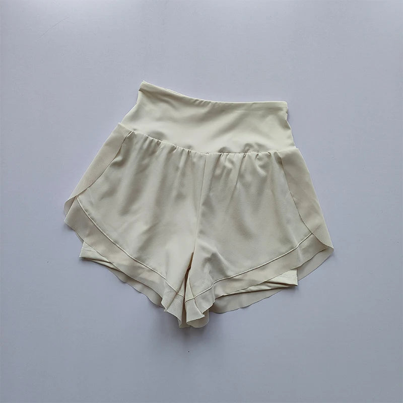 Calções esportivos femininos de verão malha 2 em 1 shorts de yoga de secagem rápida respirável shorts de fitness cintura alta fitness correndo shorts
