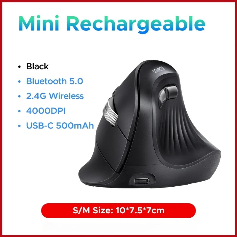 Ugreen mouse vertical sem fio bluetooth5.0 2.4g ergonômico 4000dpi 6 botões mudo para macbook tablet laptops computador pc ratos