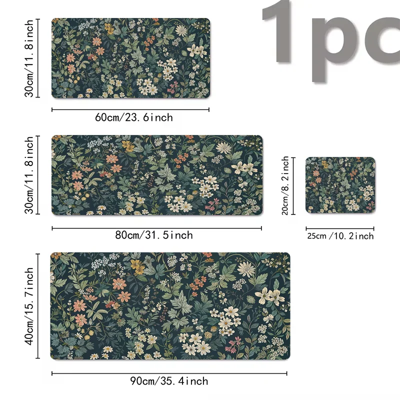 Lindas almofadas florais grande mouse pad para jogos com base de borracha antiderrapante design de costura precisa lavável e durável para uso em escritório