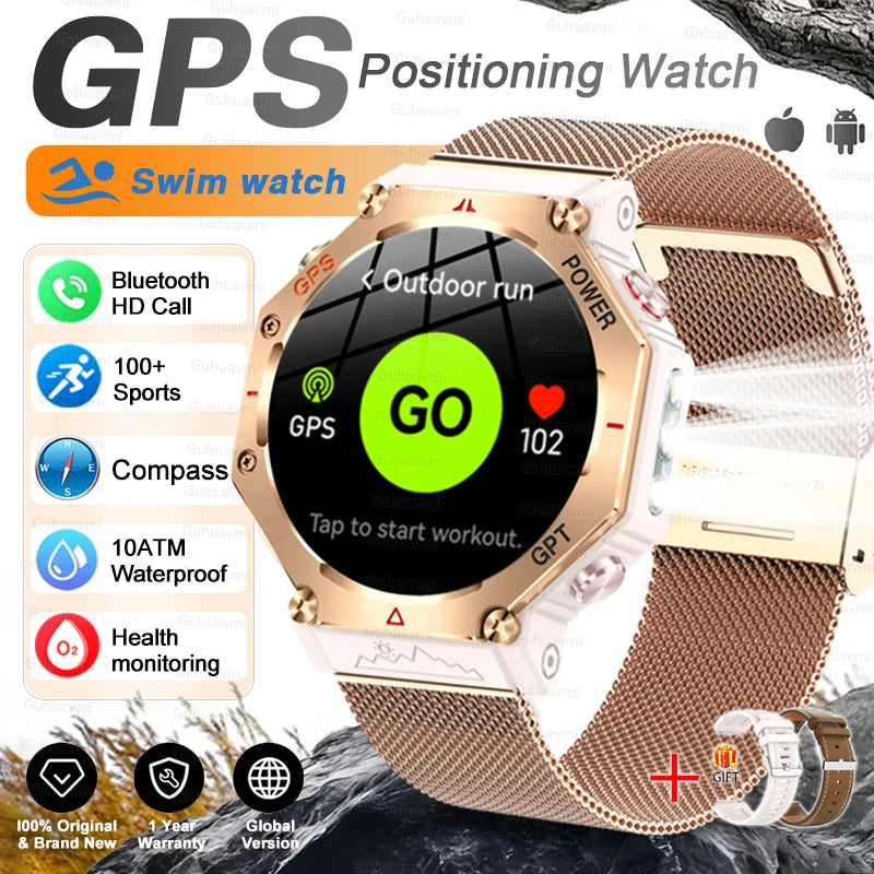 T-rex 3 ultra militar grau gps relógio inteligente 10atm à prova dwaterproof água bússola altímetro barométrico amoled masculino hd chamada esportes smartwatch