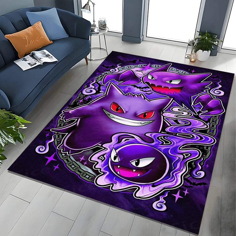 Tapete de Área Potdemiel Pokémon Gengar para Sala de Estar, Decoração de Casa, Tapete de Chão para Engatinhar Infantil e Tapete de Jogo para Sala de Estar