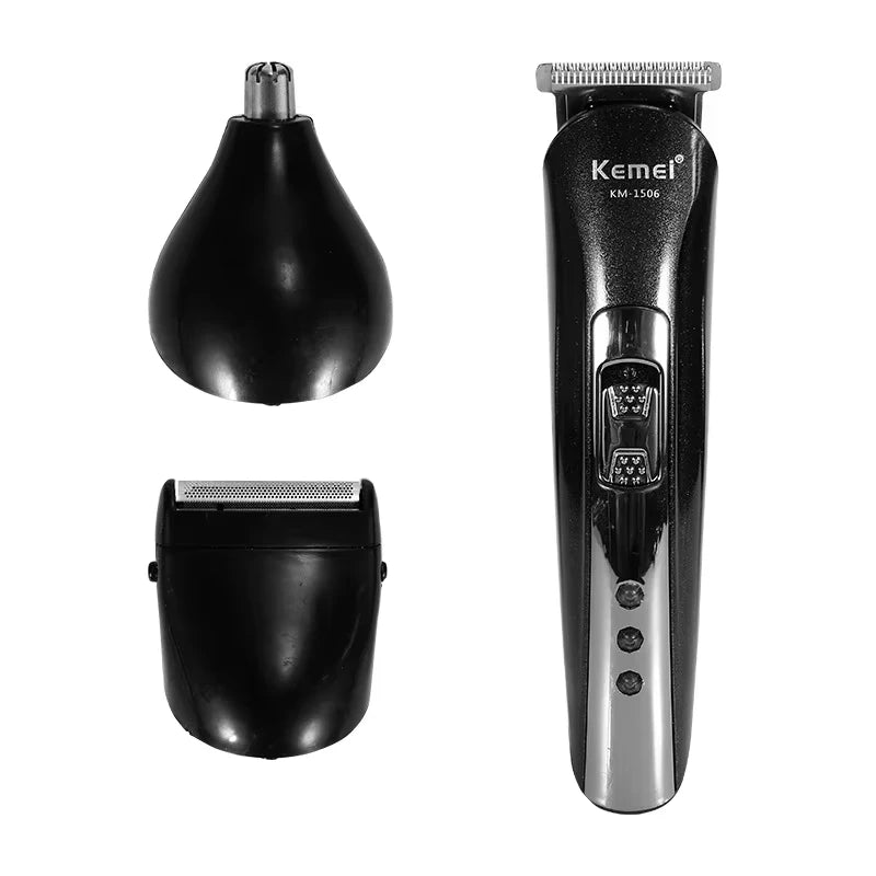 Kemei KM-1506 3 em 1 máquina de cortar cabelo elétrica carregamento usb barbeador recarregável nariz aparador cabelo profissional máquina barbear