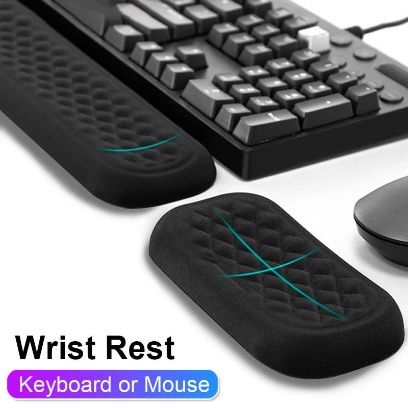 Conjunto de almofada de teclado de espuma de memória para computador de escritório laptop fácil digitação alívio da dor teclado descanso de pulso mouse pad computador mouse pad