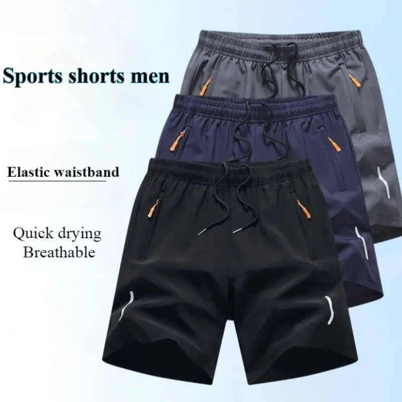 Shorts Esportivos Masculinos de Verão em Seda Gelada, Calças de Praia Casuais Soltas e Finas para Basquete, Corrida e Academia, com Absorção de Suor e Higroscópicas