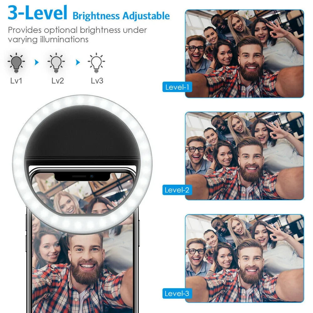 Carga usb led selfie anel de luz lente do telefone móvel led selfie lâmpada anel para telefone selfie luz RingLight
