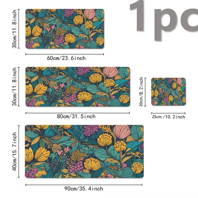 Lindas almofadas florais grande mouse pad para jogos com base de borracha antiderrapante design de costura precisa lavável e durável para uso em escritório