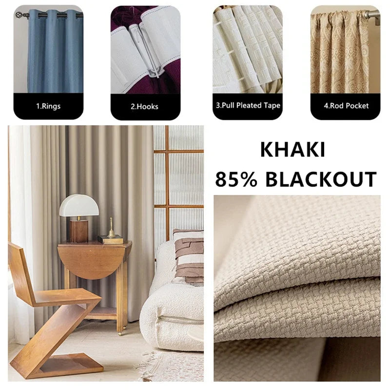 Cortinas jacquard dupla face espessadas, personalizadas, 310cm de altura, cor sólida, 80%-90%, cortinas blackout para sala de estar e quarto