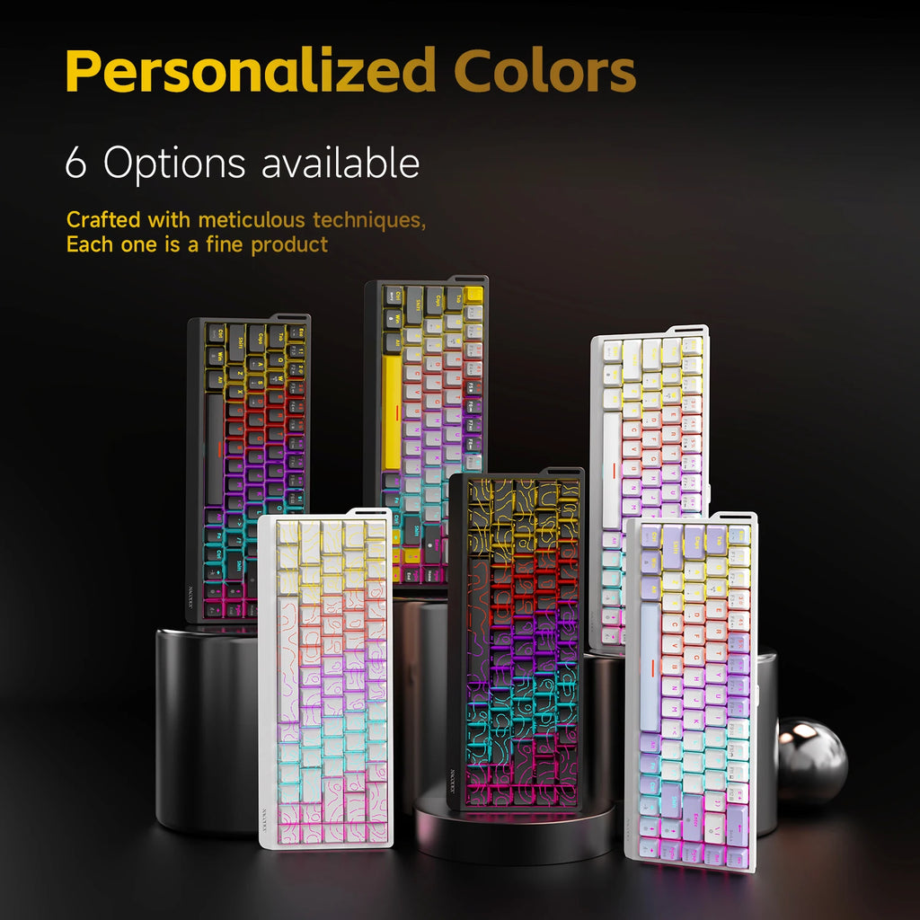 Teclado Mecânico AJAZZ NK68V2 com Fio, Modo Único, Portátil para Jogos, RGB, Hot-Swappable, Leve para PC