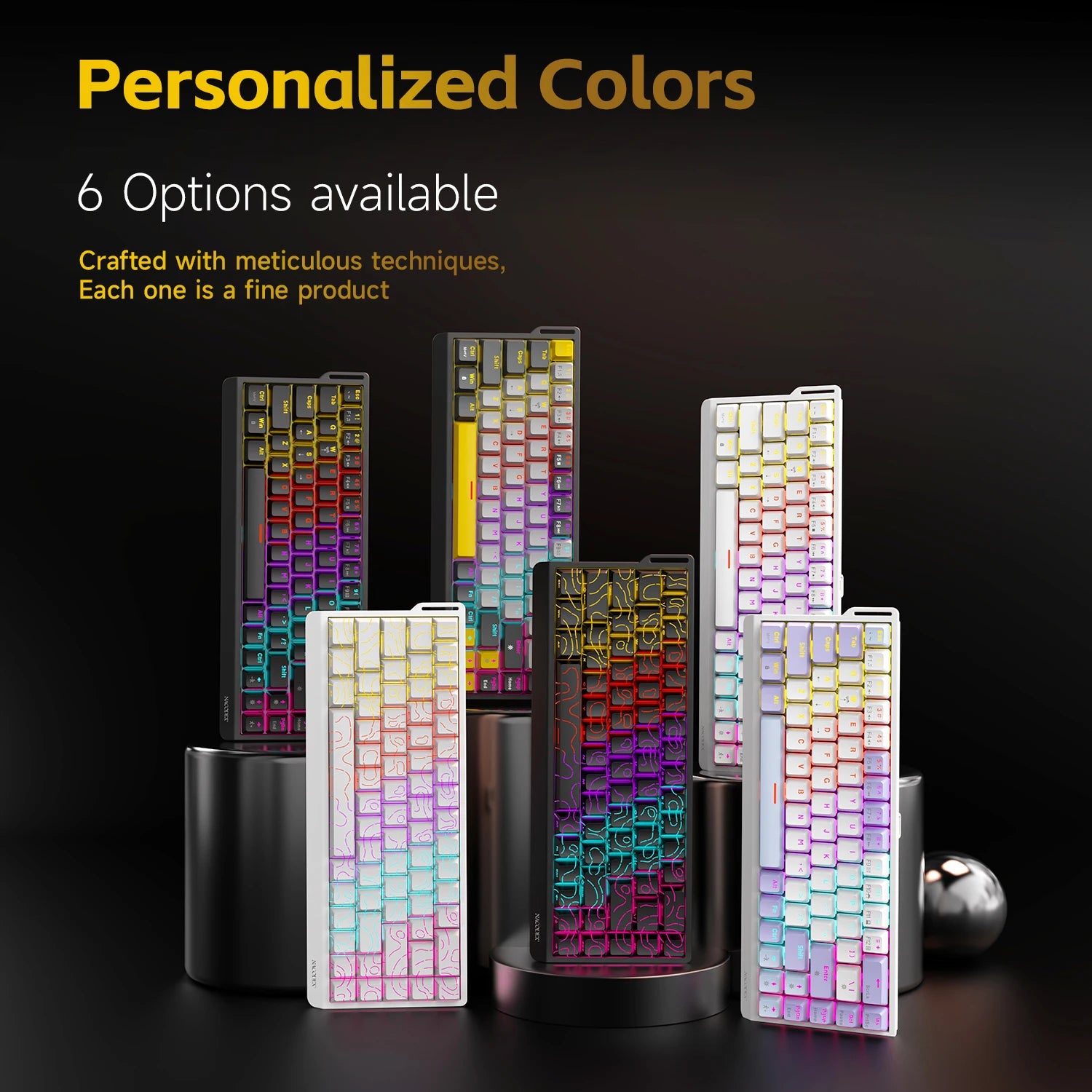 Teclado Mecânico AJAZZ NK68V2 com Fio, Modo Único, Portátil para Jogos, RGB, Hot-Swappable, Leve para PC