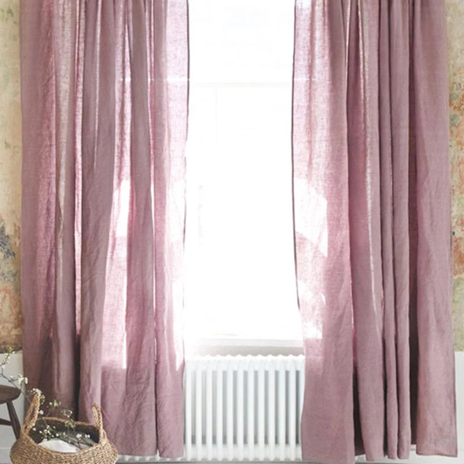 Cortina com Rod Pocket for Window, 100% Linho, Filtragem de Luz, Farmhouse Living Room, Children Bedroom, Environmental, Linen