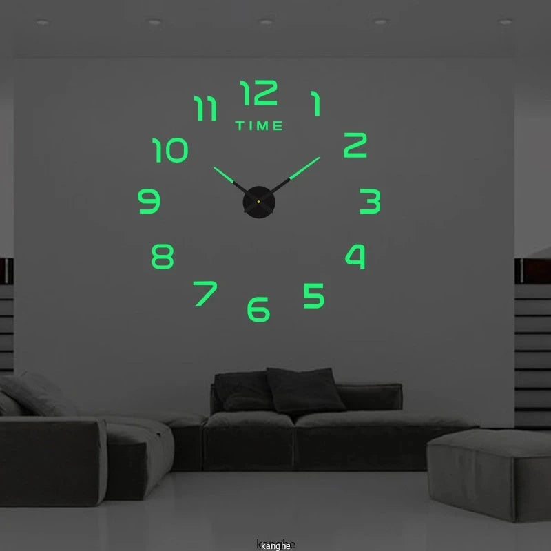 Relógio de Parede Grande com Design Moderno 2026, Relógios de Quartzo 3D DIY, Adesivos de Espelho Acrílico, Decoração para Sala de Estar