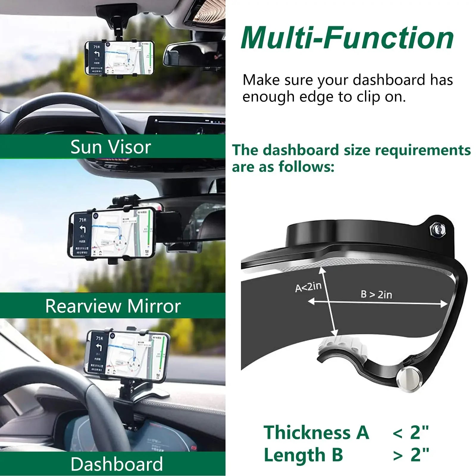 Universal 360 °   Suporte de telefone para carro com rotação, clipe para painel de carro, suporte de navegação gps